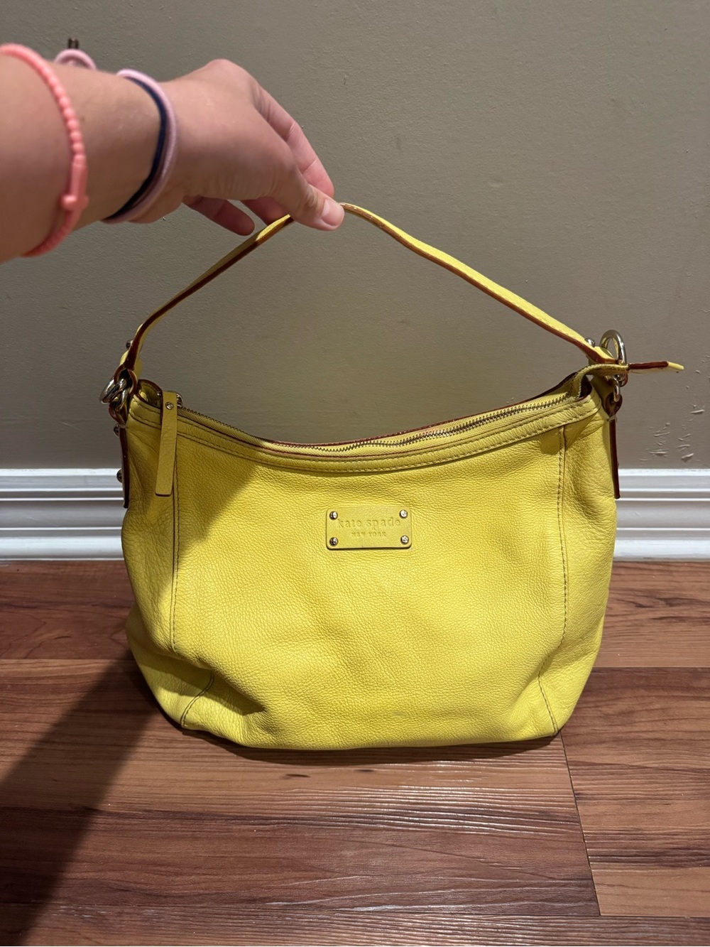 kate spade Bright Yellow Pebbled Leather Shoulder Bag